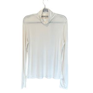 Modern Movement Women's SOFT Long Sleeve Loose Turtleneck Cream-Ivory Large